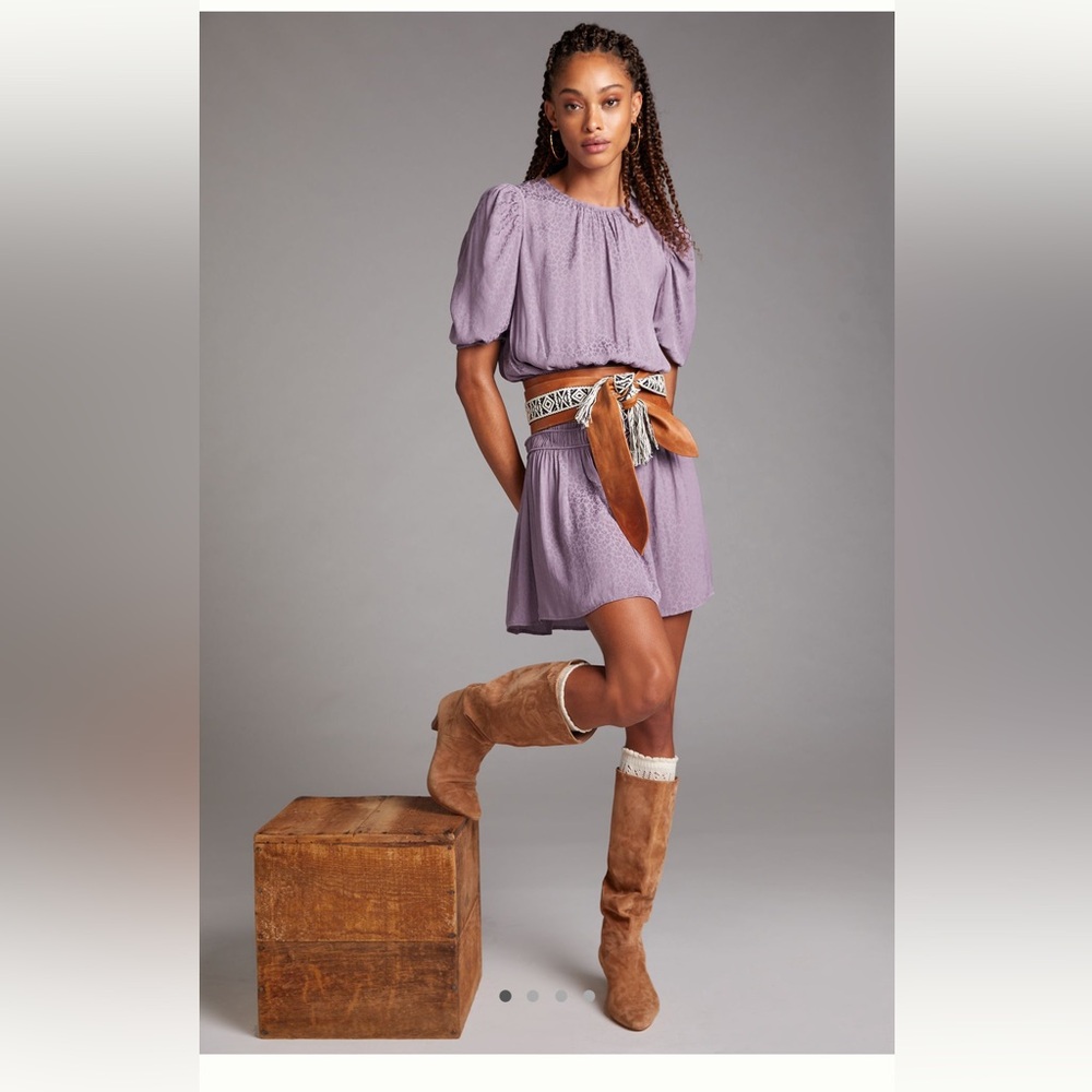 Anthropologie Current Air LA Purple Dress with Leopard detail XS NWT